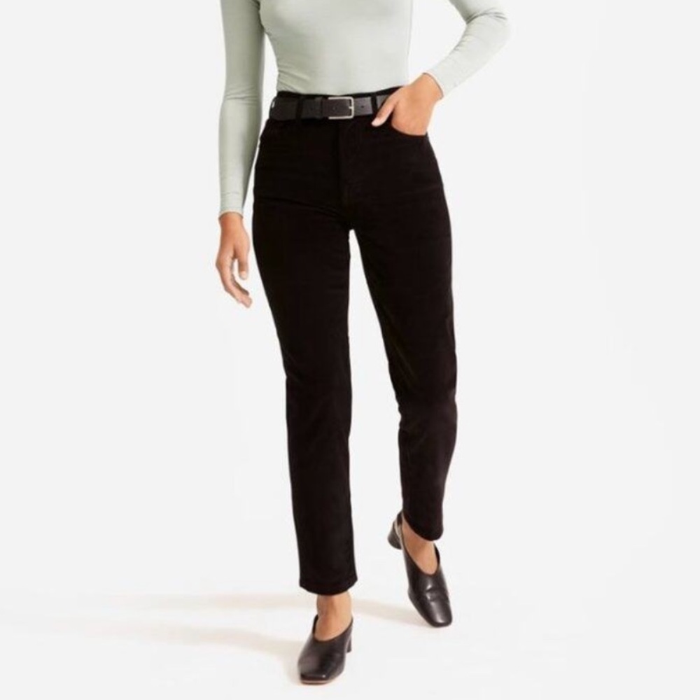 Everlane Black Corduroy Straight Leg Pants